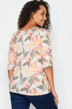 M&Co Womens Beige Brown Floral Tie Front Top><noscript><img width=