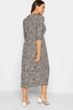M&Co Womens Beige Brown Leopard Print Button Through Midaxi Dress><noscript><img width=