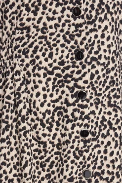 M&Co Womens Beige Brown Leopard Print Button Through Midaxi Dress><noscript><img width=
