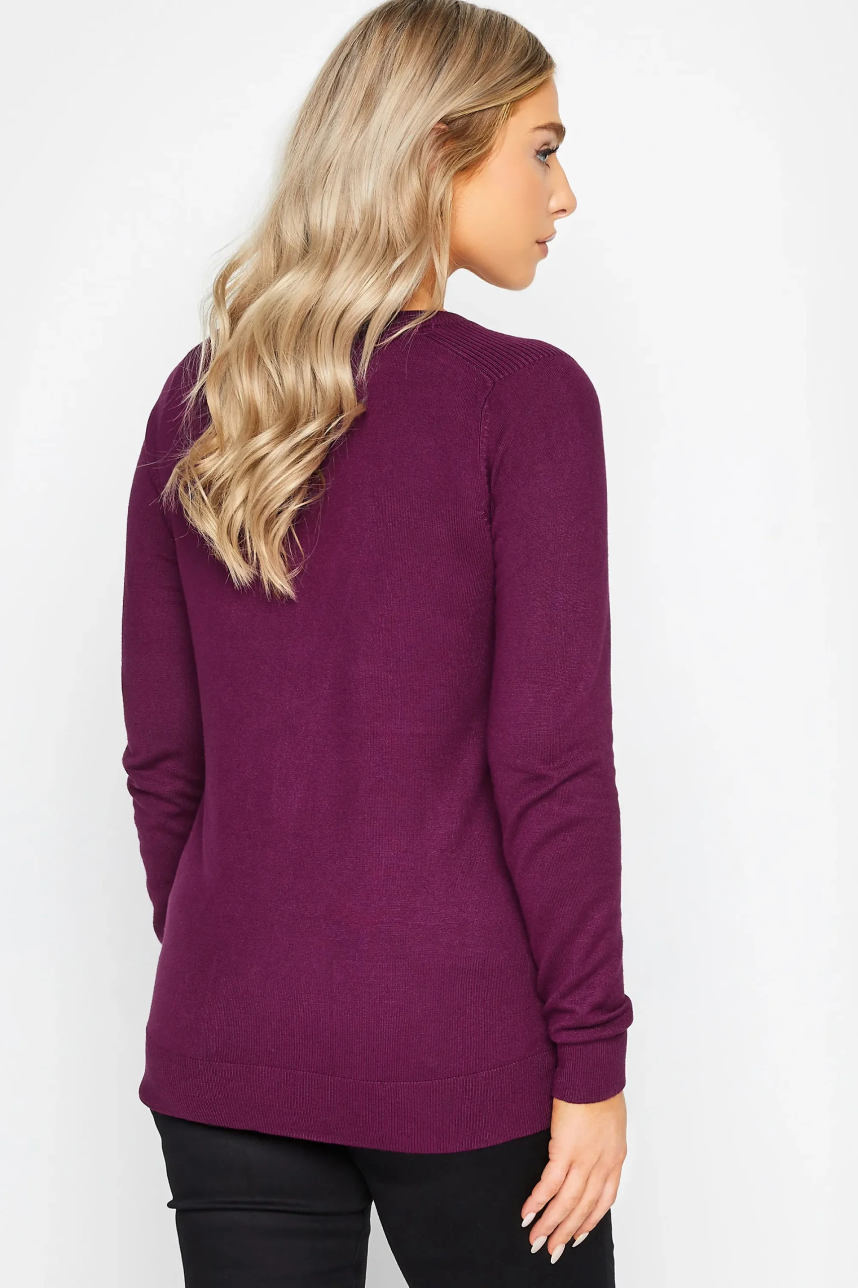 M&Co Womens Berry Red Ribbed Shoulder Cardigan>Women Cardigan