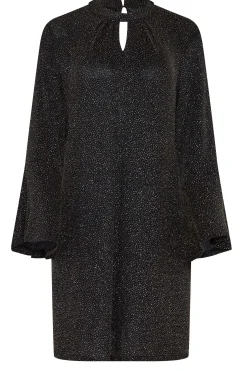 M&Co Womens Black & Gold Shimmer Bell Sleeve Dress><noscript><img width=
