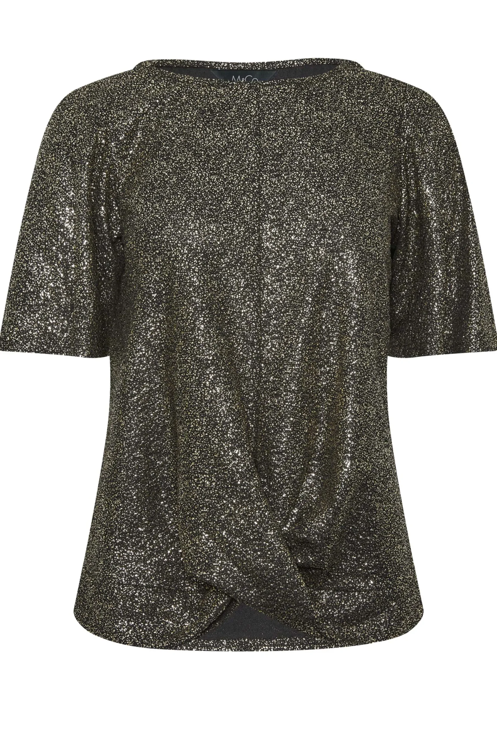 M&Co Womens Black & Gold Glitter Angel Sleeve Top>Women Blouses