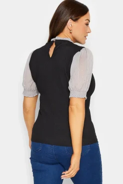 M&Co Womens Black & Grey Contrast Sleeve Blouse><noscript><img width=