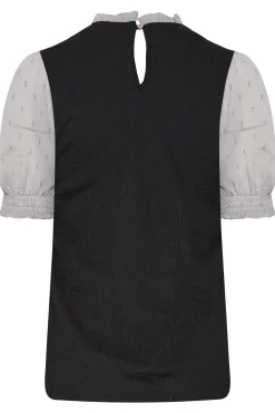 M&Co Womens Black & Grey Contrast Sleeve Blouse><noscript><img width=