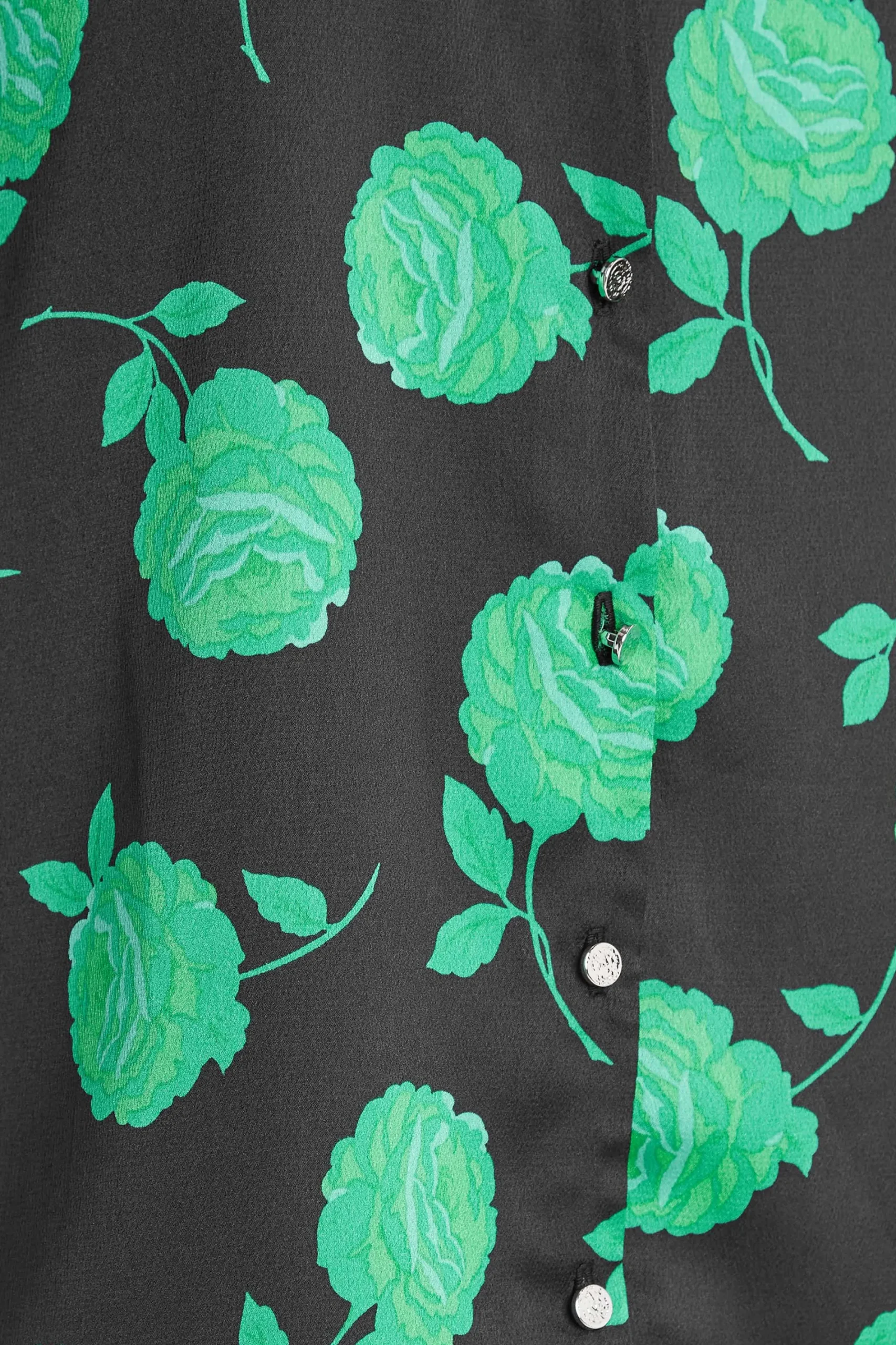 M&Co Womens Black & Green Floral Print Frill Sleeve Blouse>Women Shirts