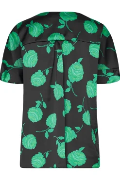 M&Co Womens Black & Green Floral Print Frill Sleeve Blouse><noscript><img width=