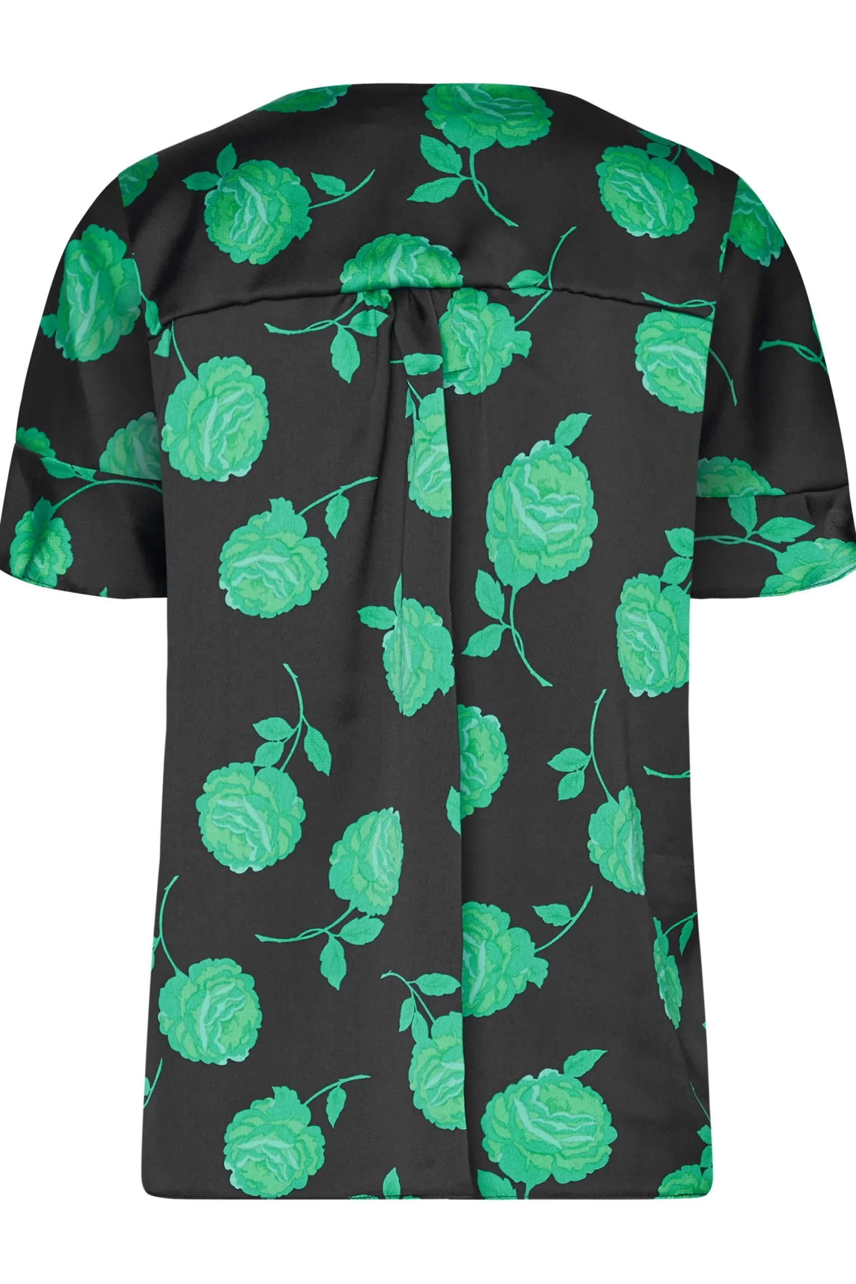 M&Co Womens Black & Green Floral Print Frill Sleeve Blouse>Women Shirts