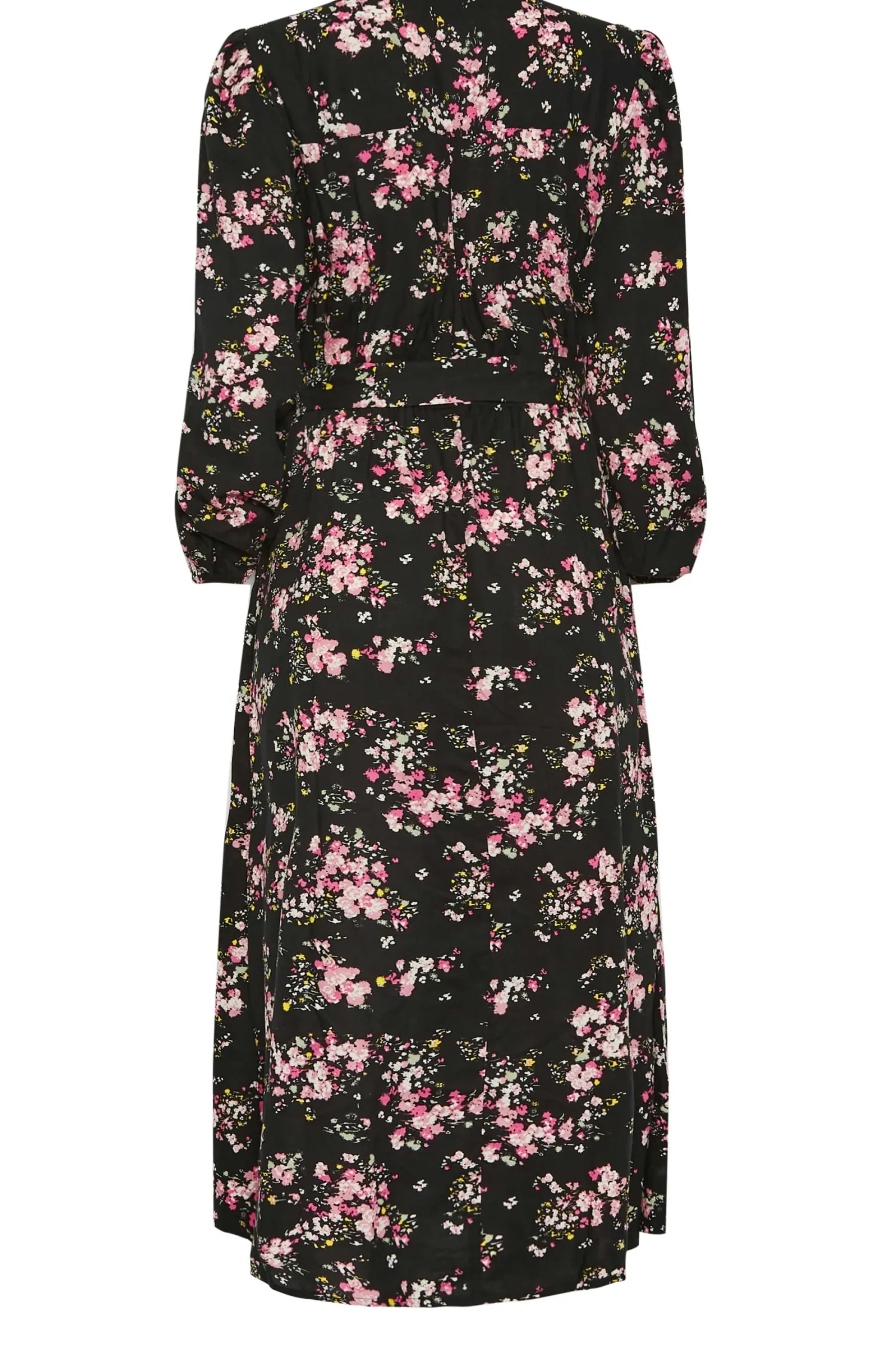 M&Co Womens Black & Pink Floral Print Wrap Front Dress>Women Wedding Guest Dresses