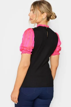 M&Co Womens Black & Pink Contrast Sleeve Blouse><noscript><img width=