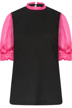 M&Co Womens Black & Pink Contrast Sleeve Blouse><noscript><img width=