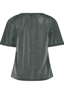 M&Co Womens Black & Silver Angel Sleeve Wrap Top><noscript><img width=