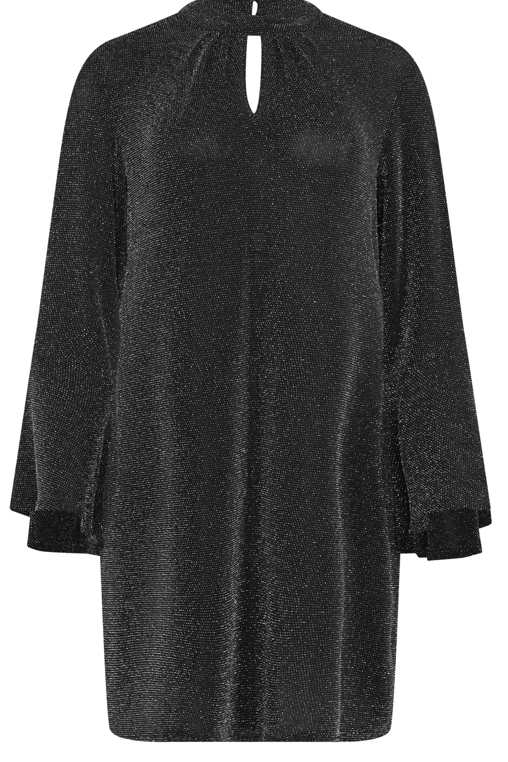 M&Co Womens Black & Silver Shimmer Bell Sleeve Dress>Women Midi Dresses
