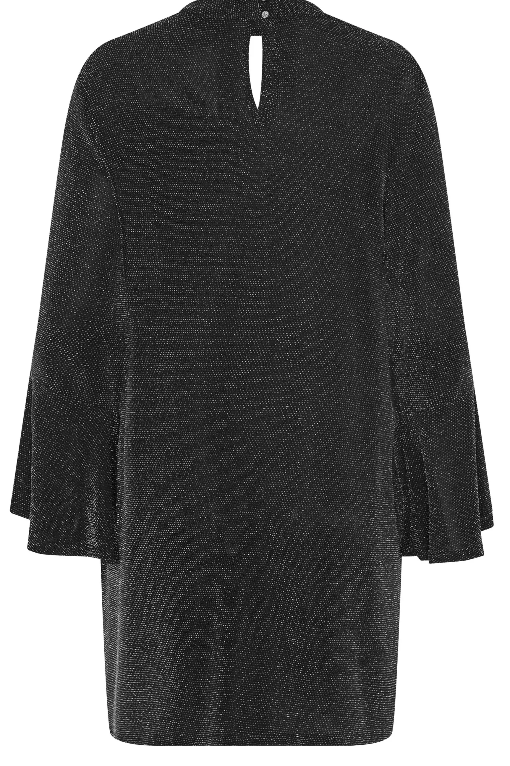 M&Co Womens Black & Silver Shimmer Bell Sleeve Dress>Women Midi Dresses