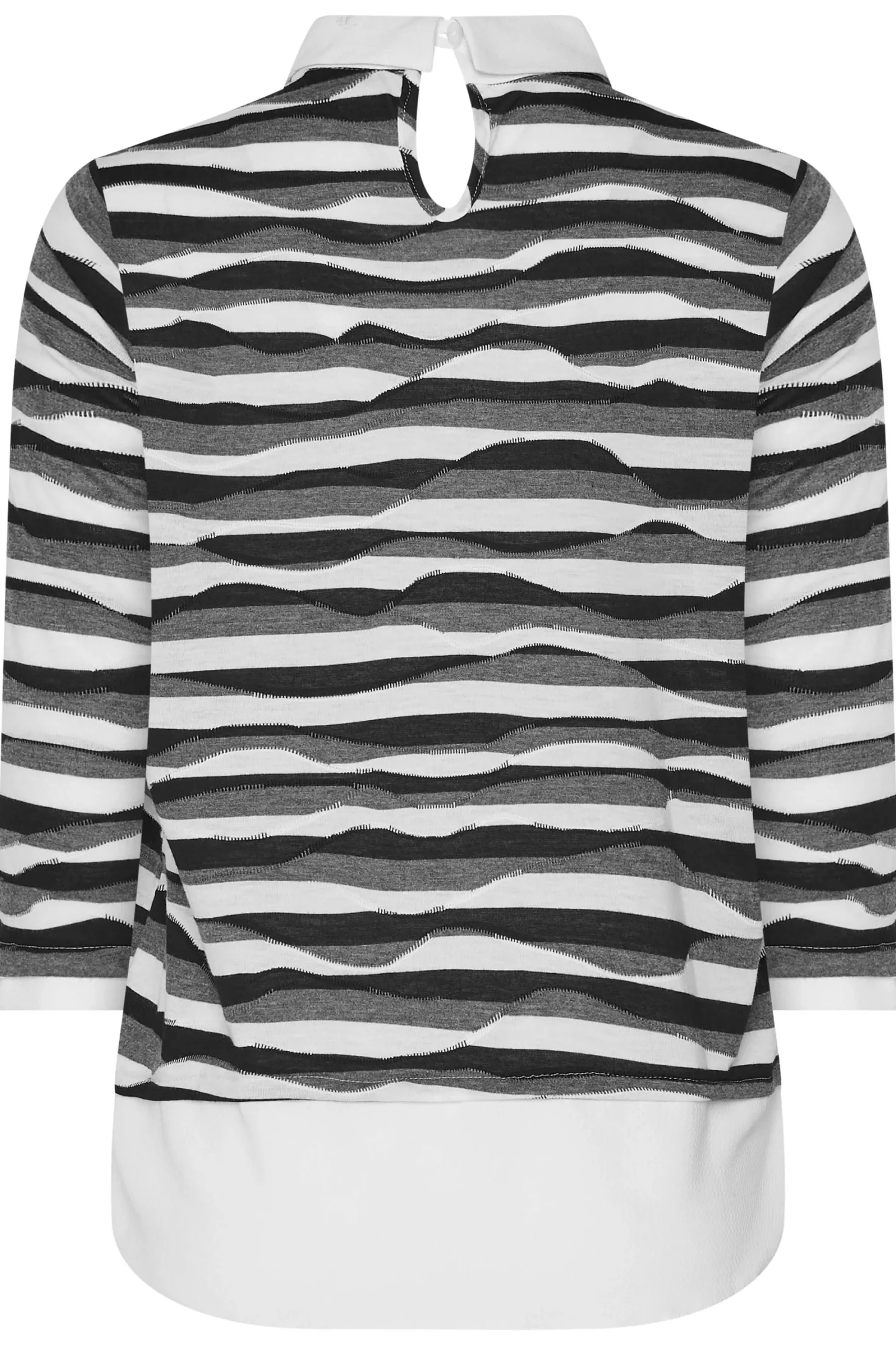 M&Co Womens Black & White Stripe 2 In 1 Jumper>Women Long Sleeve Tops
