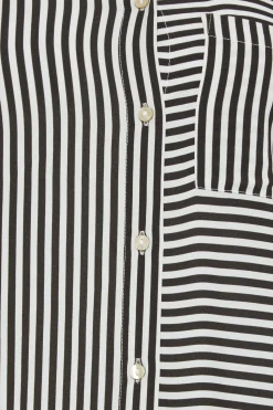 M&Co Womens Black & White Stripe Tab Sleeve Shirt><noscript><img width=