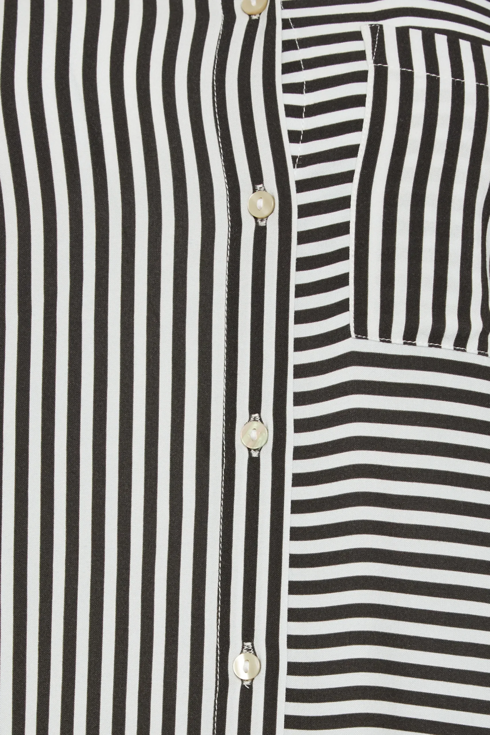 M&Co Womens Black & White Stripe Tab Sleeve Shirt>Women Shirts