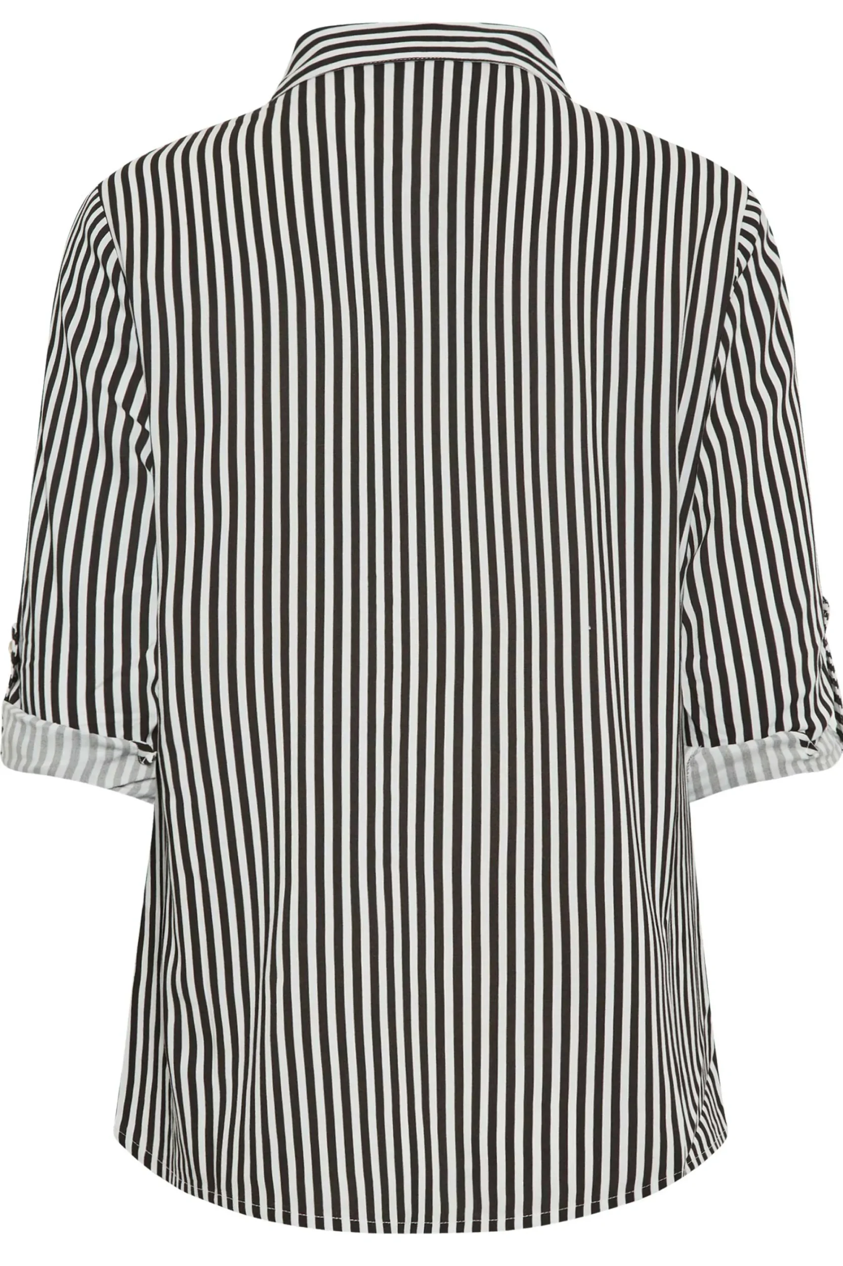 M&Co Womens Black & White Stripe Tab Sleeve Shirt>Women Shirts