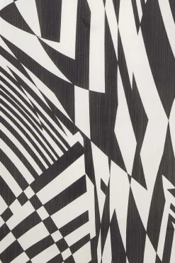 M&Co Womens Black & White Abstract Print High Neck Satin Blouse><noscript><img width=
