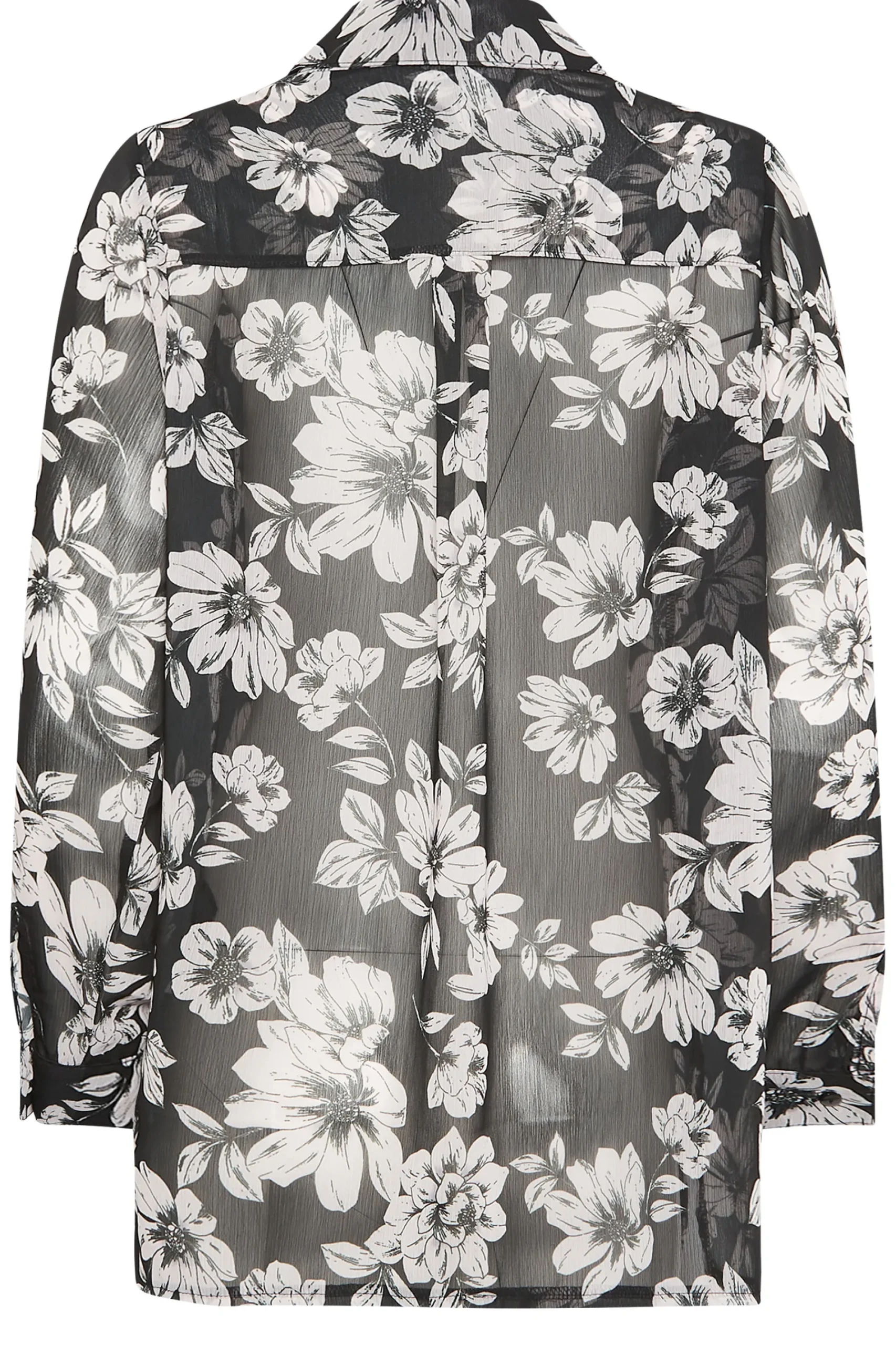 M&Co Womens Black & White Floral Print Longline Shirt>Women Blouses