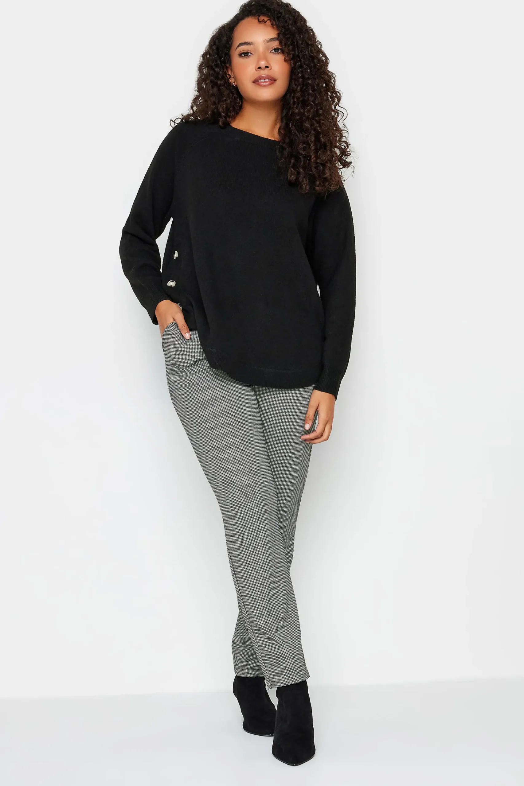 M&Co Womens Black & White Dogtooth Trousers>Women Trousers