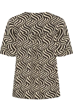 M&Co Womens Black & White Swirl Print Frill Sleeve Blouse><noscript><img width=