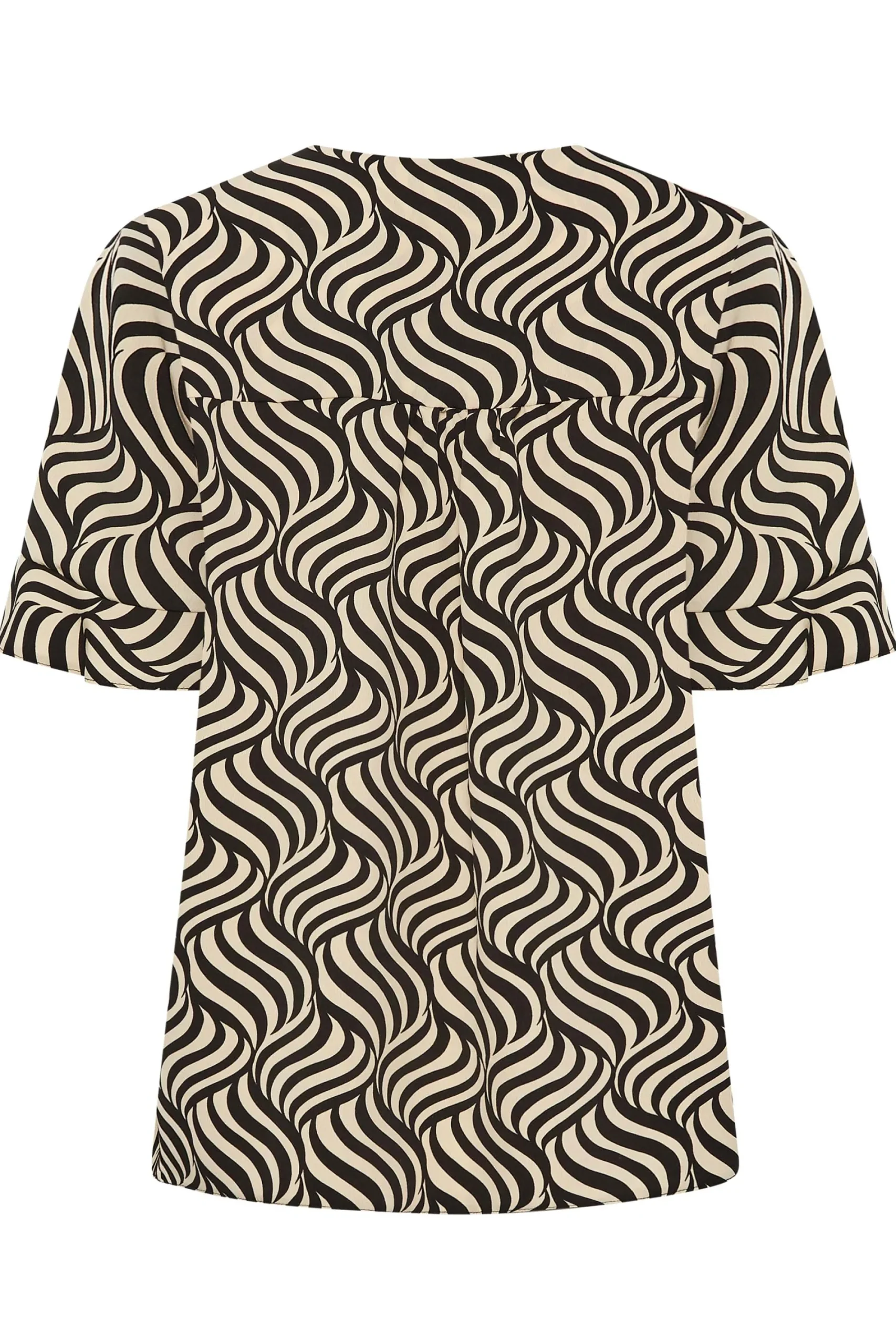 M&Co Womens Black & White Swirl Print Frill Sleeve Blouse>Women Short Sleeve Tops