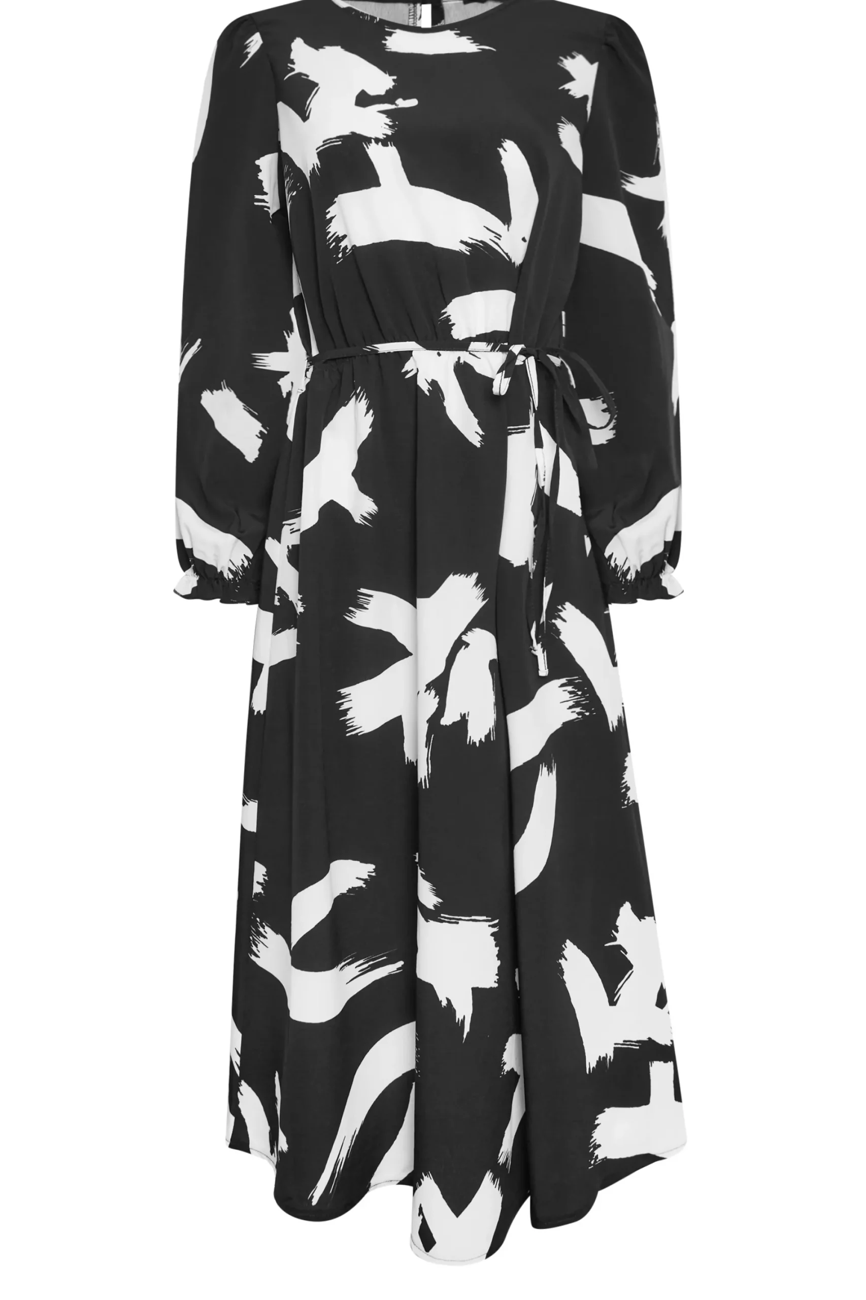 M&Co Womens Black Abstract Print Smock Dress>Women Midi Dresses