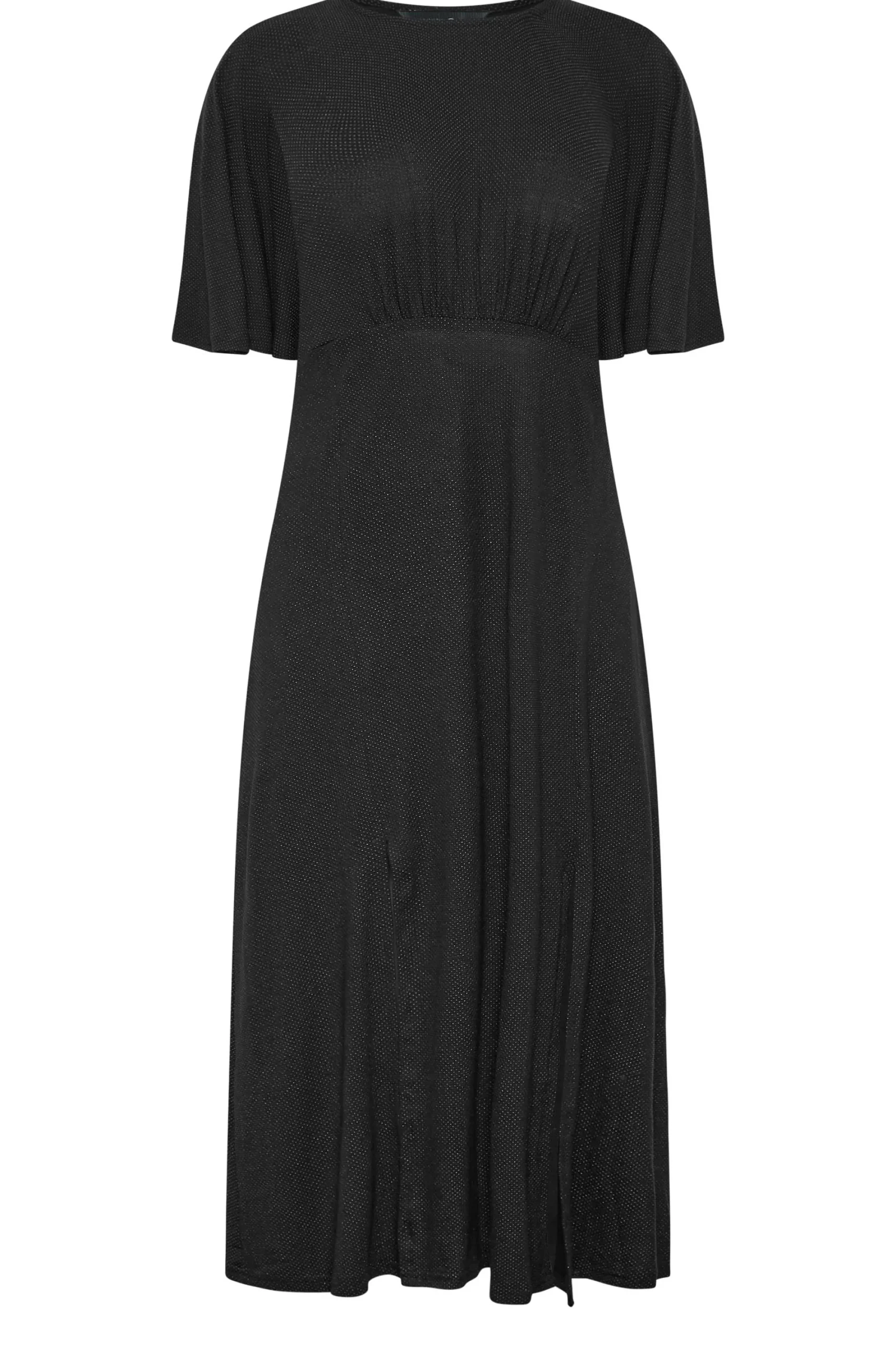 M&Co Womens Black Angel Sleeve Split Hem Midi Dress>Women Wedding Guest Dresses