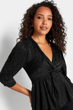 M&Co Womens Black Animal Print Twist Front Blouse><noscript><img width=