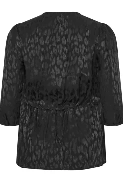 M&Co Womens Black Animal Print Twist Front Blouse><noscript><img width=