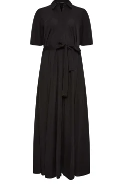 M&Co Womens Black Button Through Collared Midaxi Dress>Women Shirt Dresses