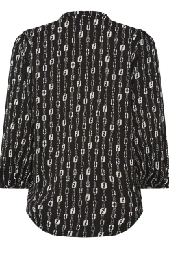 M&Co Womens Black Chain Print V-Neck Blouse><noscript><img width=