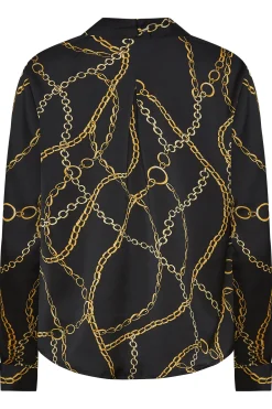 M&Co Womens Black Chain Print Wrap Front Blouse><noscript><img width=