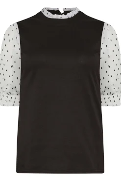 M&Co Womens Black Dobby Sleeve Contrast Blouse><noscript><img width=