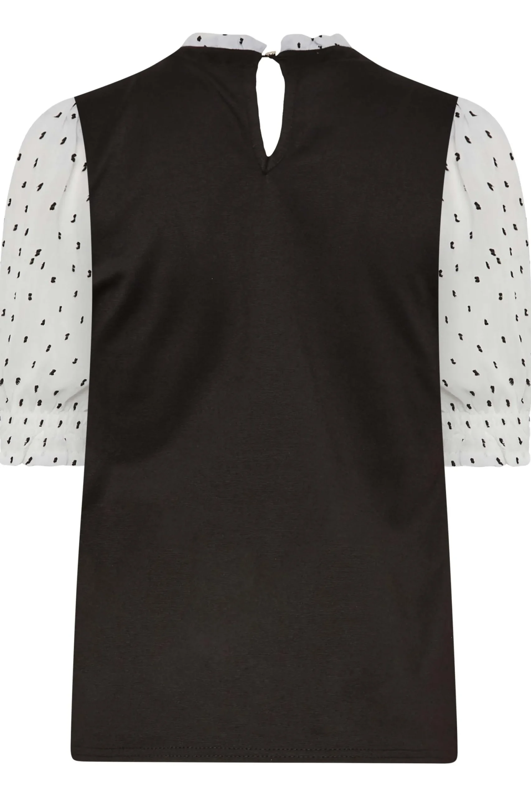 M&Co Womens Black Dobby Sleeve Contrast Blouse>Women Short Sleeve Tops