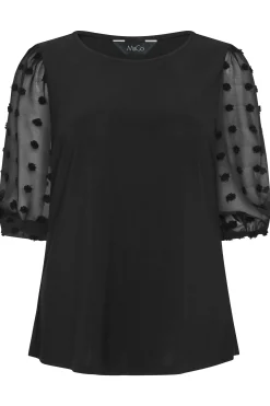 M&Co Womens Black Dobby Sleeve Blouse><noscript><img width=