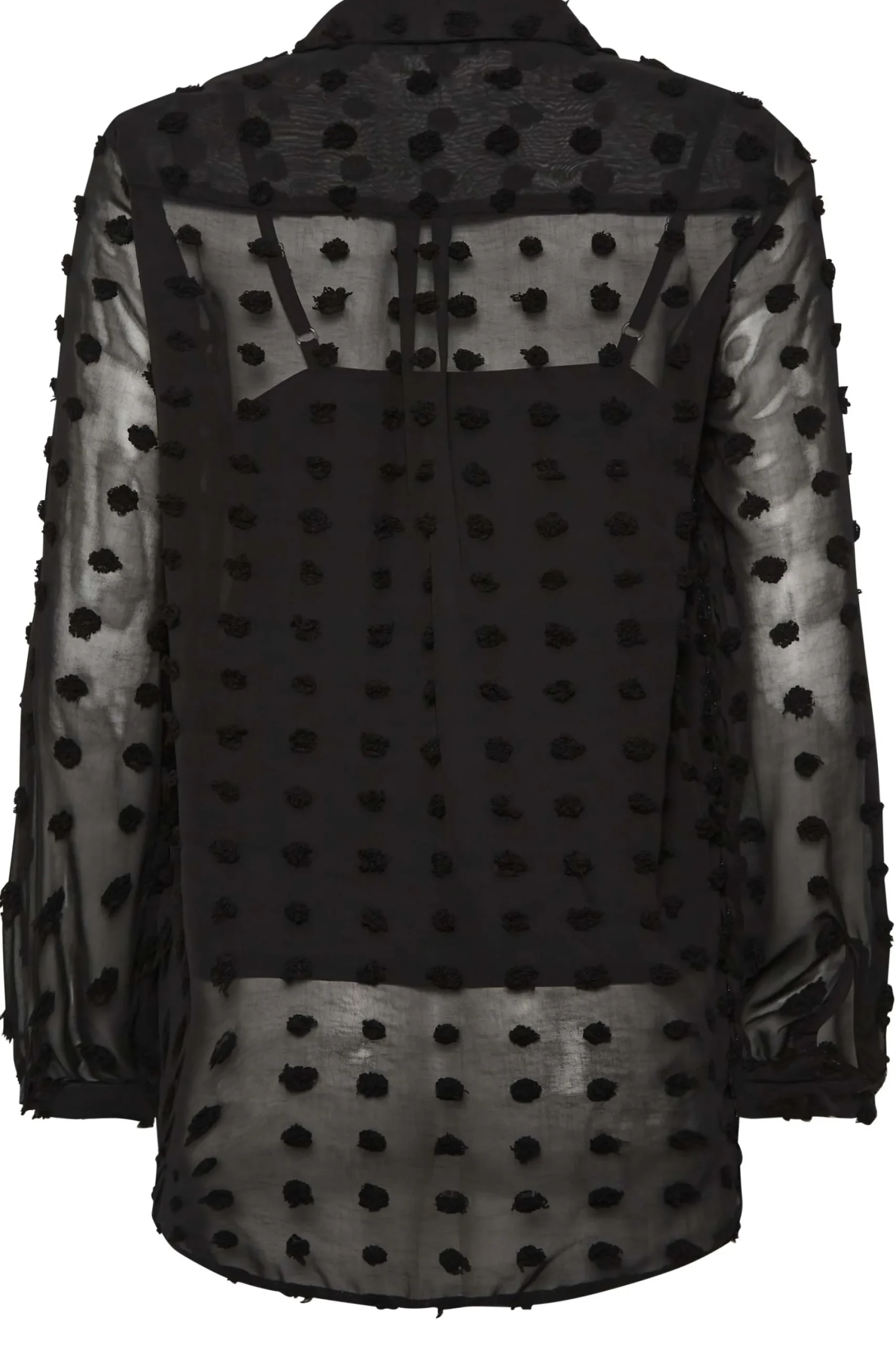 M&Co Womens Black Dobby Spot Shirt>Women Shirts