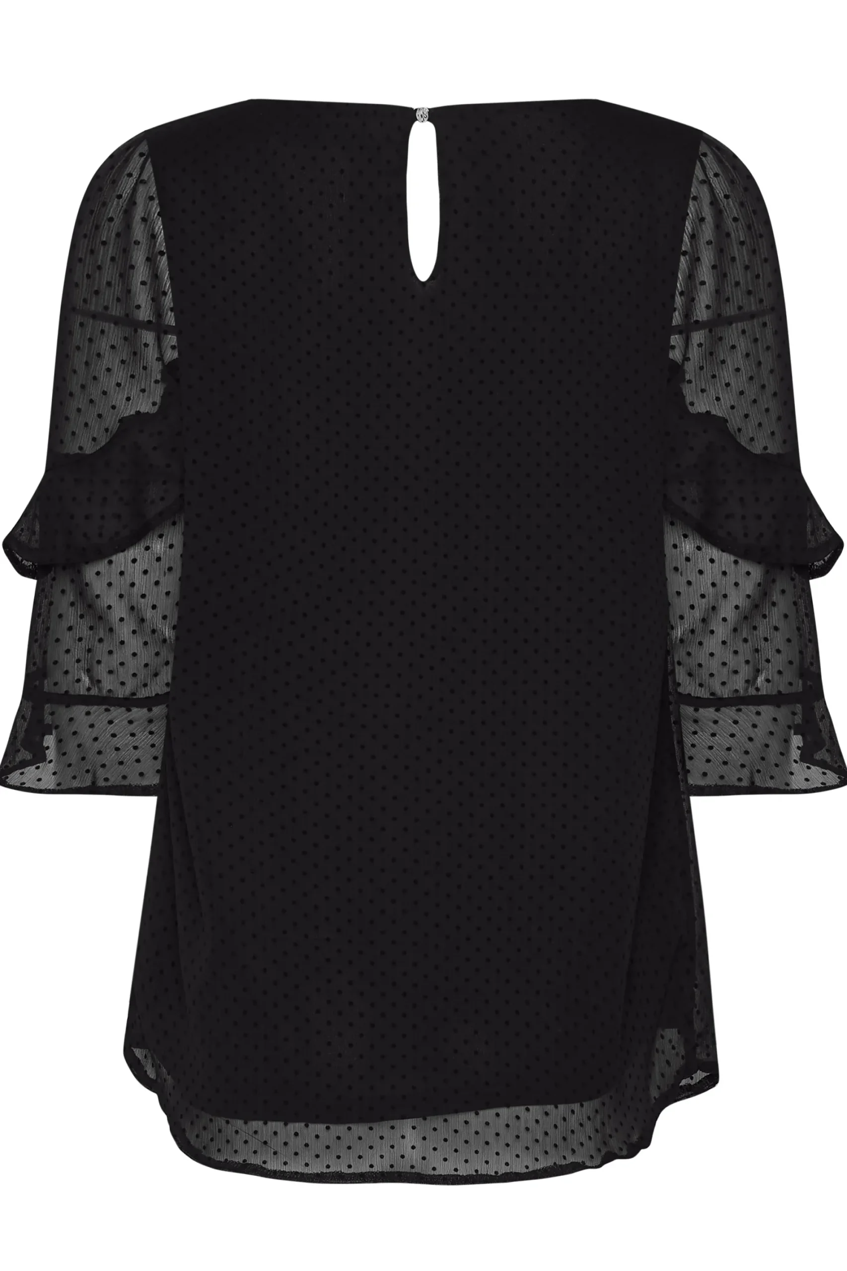 M&Co Womens Black Dobby Double Frill Sleeve Top>Women Short Sleeve Tops