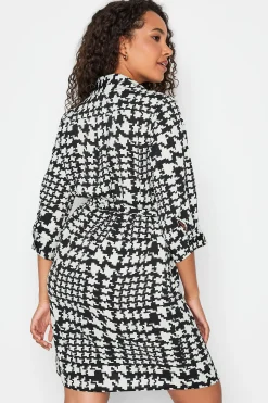 M&Co Womens Black Dogtooth Tunic Dress Shirt><noscript><img width=