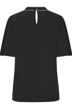 M&Co Womens Black Embellished Neck Keyhole Blouse><noscript><img width=