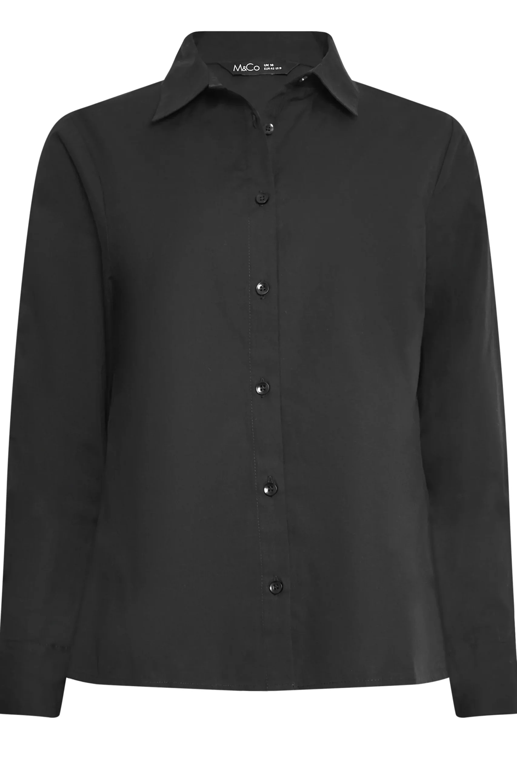 M&Co Womens Black Fitted Poplin Shirt>Women Shirts