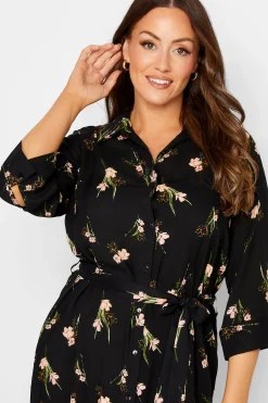 M&Co Womens Black Floral Tie Tunic Shirt><noscript><img width=