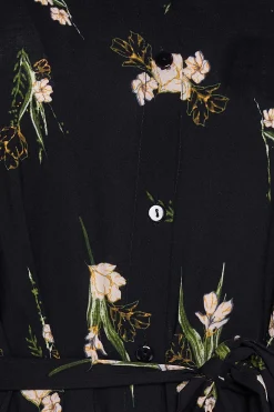 M&Co Womens Black Floral Tie Tunic Shirt><noscript><img width=