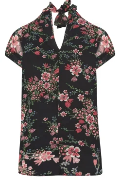 M&Co Womens Black Floral Print Blouse><noscript><img width=