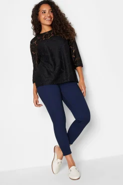 M&Co Womens Black Floral Lace Blouse>Women Blouses