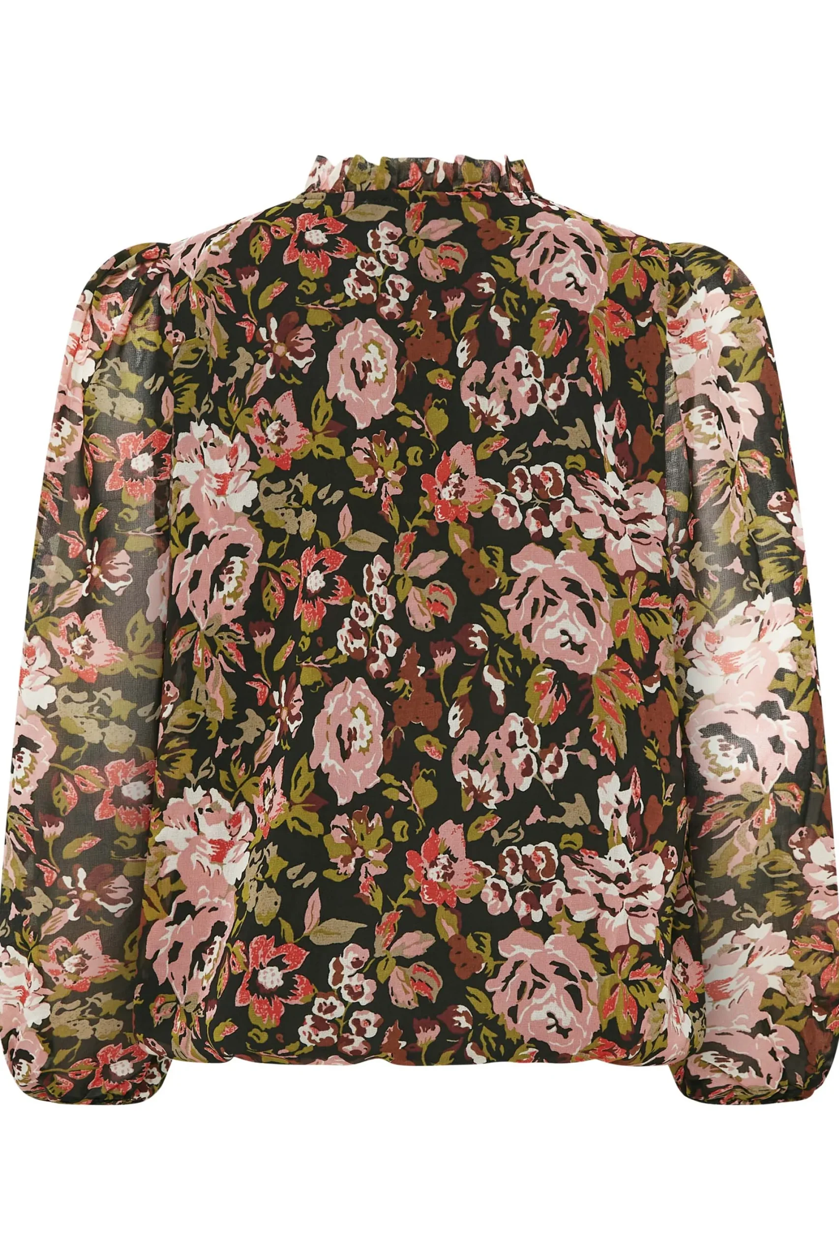 M&Co Womens Black Floral Print High Neck Blouse>Women Blouses