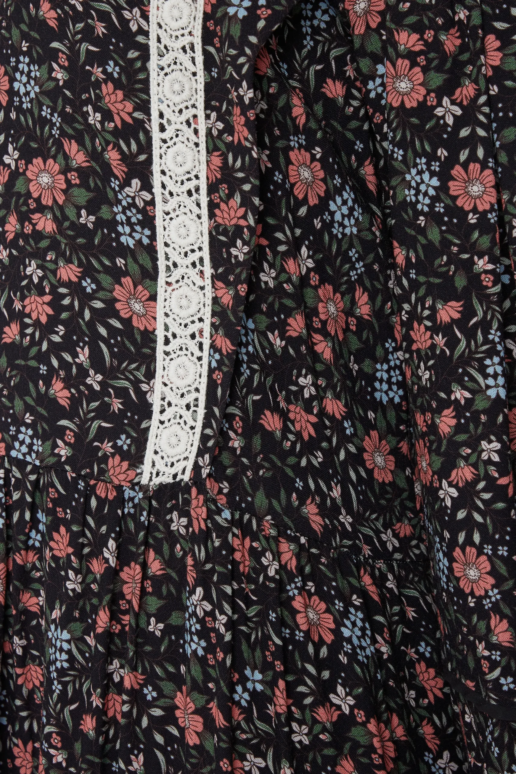 M&Co Womens Black Floral Print Crochet Trim Maxi Dress>Women Maxi Dresses
