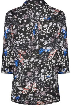 M&Co Womens Black Floral Print Satin Shirt><noscript><img width=
