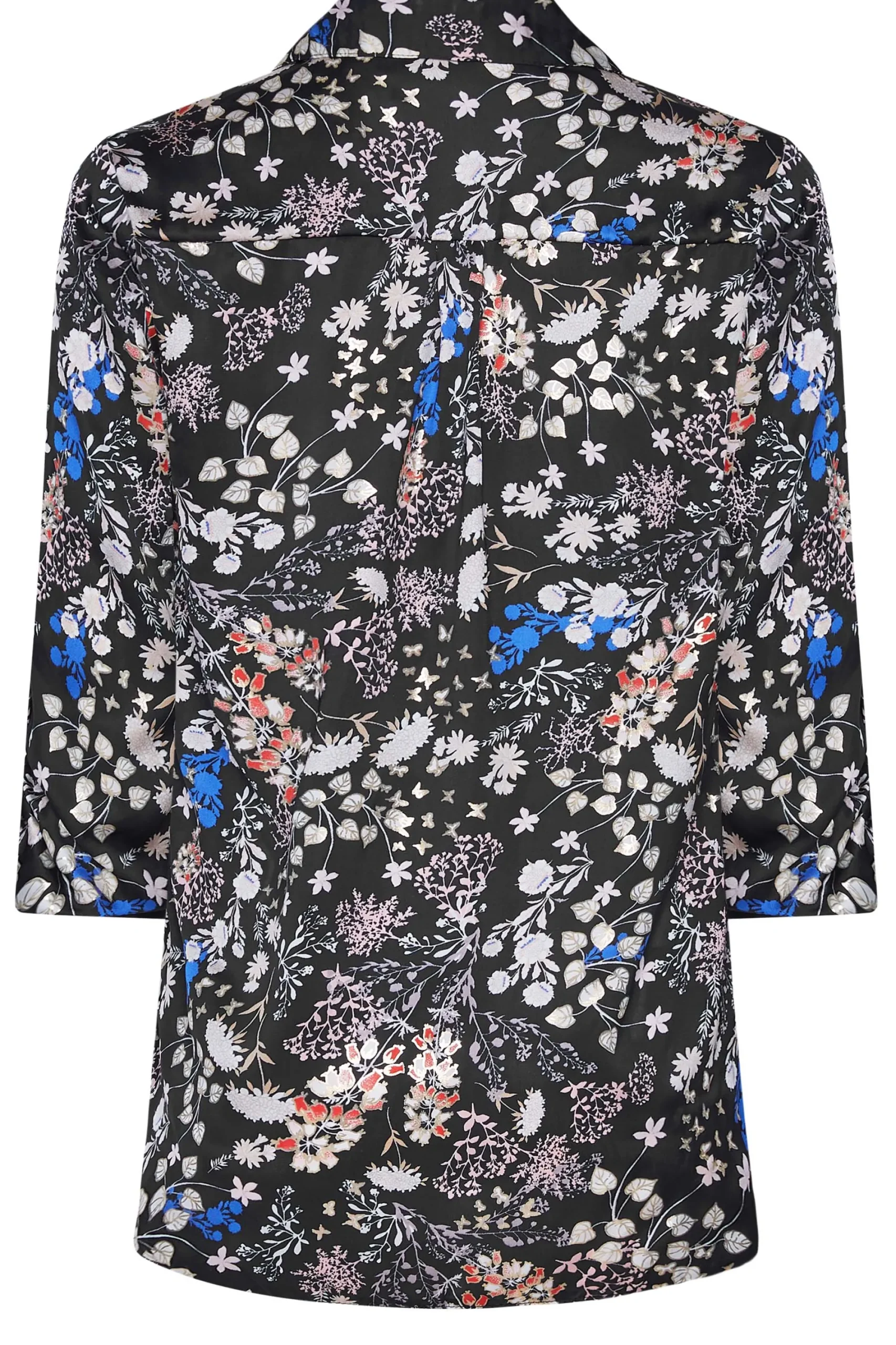 M&Co Womens Black Floral Print Satin Shirt>Women Shirts