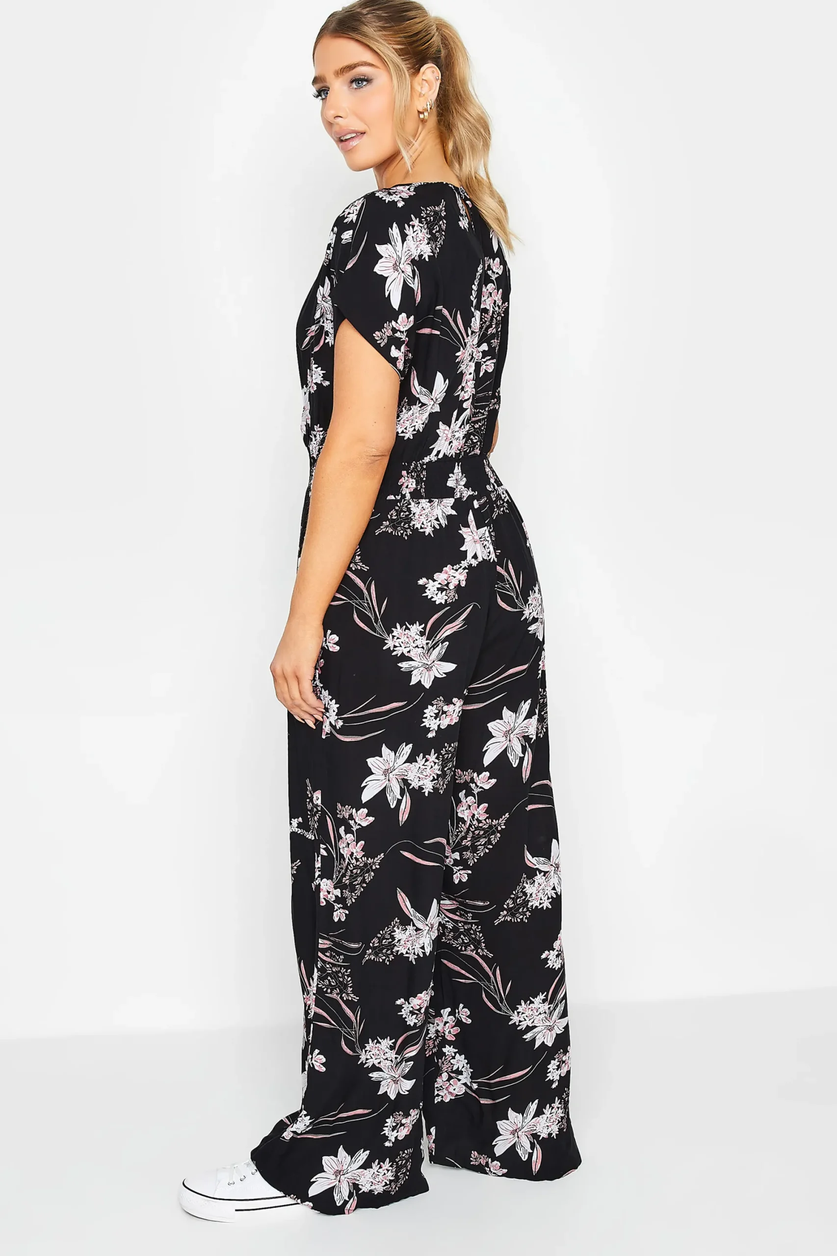 M&Co Womens Black Floral Wrap Jumpsuit>Women Maxi Dresses
